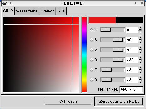 Die
 Farbauswahl an sich