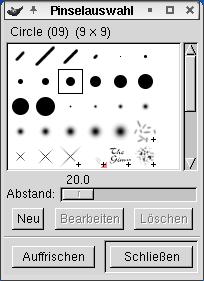 Die
 Pinselauswahl an sich