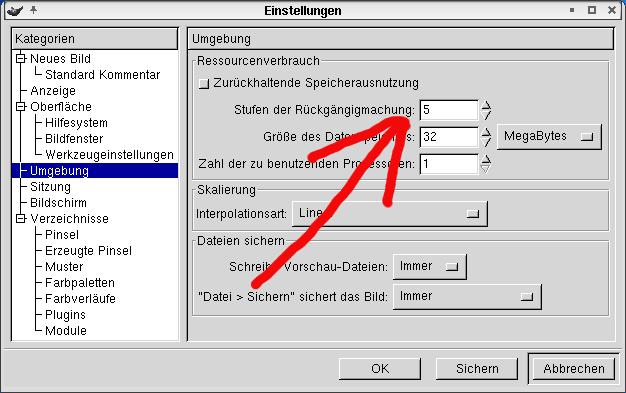 Schritte
 rückgängig