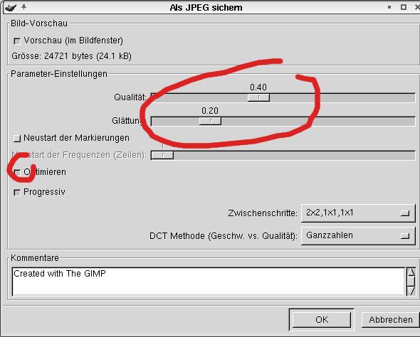 jpg-Einstellung