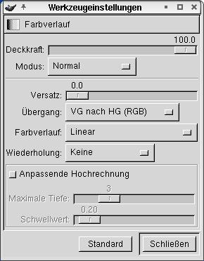 Die Auswahl
 für Farbverlauf
